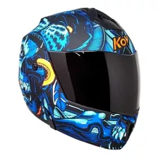 Casco Para Moto Rebatible Kov Stealth Azul Tlatoani Talla L 