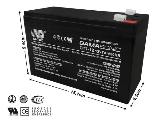 Bateria De Gel 12v 7ah Con Certificacion Ul