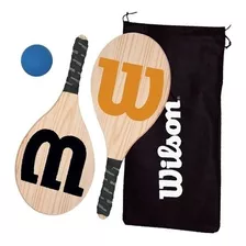 Kit Frescobol Logo Wilson 2 Raquetes + Bola Original+ Capa