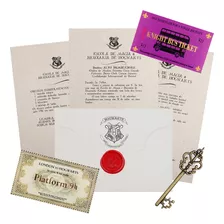 Carta Aceitação Harry Potter Hogwarts + Chave Banco Gringods