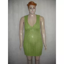 Vestido Croche Praia Verde Tam G Usado Bom Estado