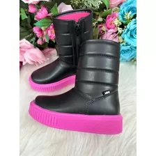 Bota Nilqi Puff Preto E Pink