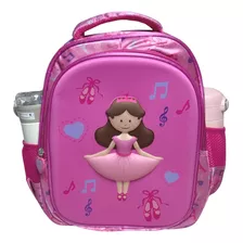 Mochila Infantil Bailarina Escolar Menina Rosa Aulas Coração