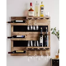 Repisa De Madera Mini Bar Cava Rustica