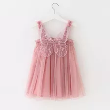 Vestido Infantil Bebê Tule Asa Borboleta Jardim Encantado 