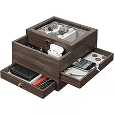 Caja De Reloj Homde Para Hombre, Organizador De Joyas Con Ca