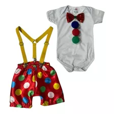 Kit Conjunto Festa Circo Aniversário Bebê Menino Body Shorts