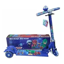 Patinete Infantil Metal Pj Masks 3 Rodas Led - Buzina