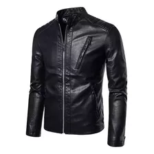 Chaqueta De Cuero Retro Para Hombre Con Terciopelo