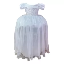 Vestido Infantil Branco Realeza C/ Renda E Pérolas Damas