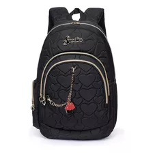 Mochila Feminina Spector Matelassê Preta Com Chaveiro