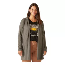 Cardigan Em Canelado De Viscose Malwee Plus Cinza Escuro