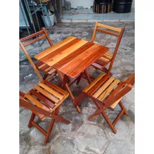 Conjunto De Mesa De Madeira Maçaranduba Com Quatro Cadeiras