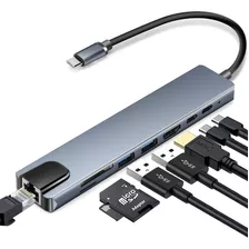 Hub 8 Em 1 Type-c Hdmi 4k Rj45 Pd Usb3.0 Macbook Pro M1 Air