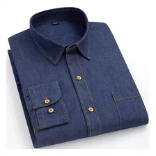 Camisa De Trabajo De Mezclilla De Algodón Para Hombre, Camis