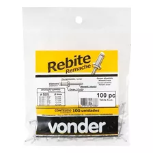 Pacote 100 Pecas Rebite Repuxo Aluminio 2,4 X6,0mm Vonder