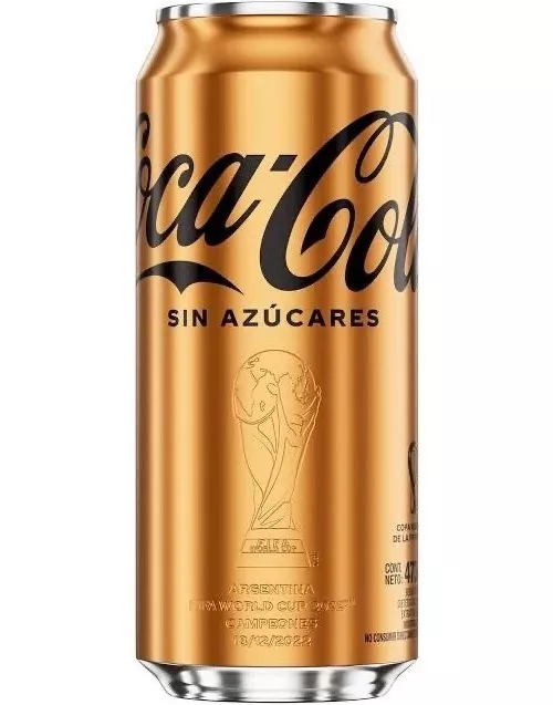 6 Lata Coca Cola Dorada Campeon Mundial Qatar 0 Azucar 473ml Coca Cola