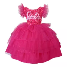 Vestido Infantil Barbie Pink Luxo Aniversário