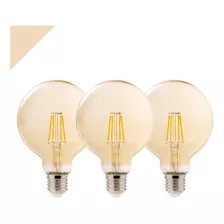 Lâmpada Led Filamento Grande Globo Retro Vintage Kit Com 3