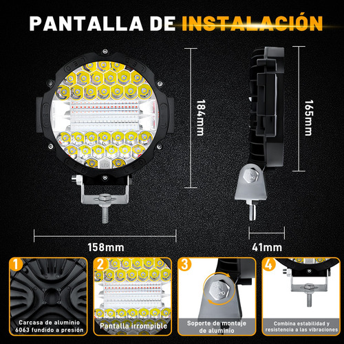 Faros Led Redondo Auxiliar 51w 7 Pulgadas 4x4 2pcs Para Jeep Foto 10