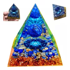 Orgonite Pirâmide Blue Lápis Lazuli Metatron Esfera Lazuli