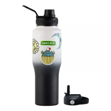 Botella De Agua De Acero Inoxidable De 32 Oz Con 2 Tapas, Ai