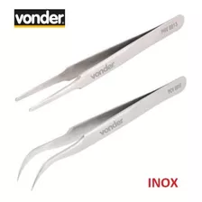 Kit 2 Pinça Inox Reta E Curva 118mm, Vonder