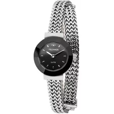 Relógio Technos Feminino Elegance Mini 5y20iq/1p Pulseira Cor Da Correia Prata Cor Do Bisel Preto Cor Do Fundo Preto