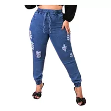 Calça Jogger Feminina Plus Size Jeans Lycra Tamanhos Grandes