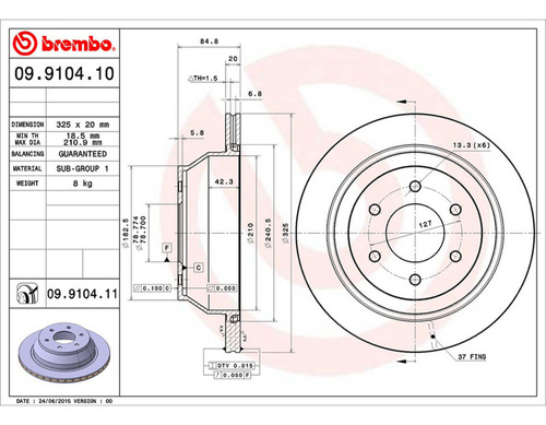 Par Discos Brembo Buick Rainier Cxl 2007 Trasero Foto 2