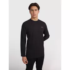 Playera Negro Manga Larga Logo Calvin Klein Para Hombre