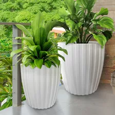 Kit 2 Vasos Polietileno Planta Decoração Jardim Flor Cd70 Cor Areia/bege