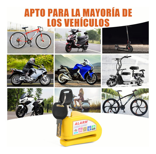 Alarma Motocicleta Bloqueo Impermeable Freno Disco Candado Foto 4