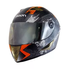 Casco Moto Integral Full Face Negro/naranjo B502 Marca Beon