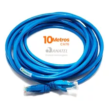 Cabo De Rede 10 Metros Lan Internet Crimpado Rj45 Cat6 Azul