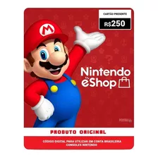 Gift Card Nintendo Switch 3ds Wii Eshop Brasil R$ 250 Reais