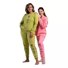 Conjunto Pijama Remera Pantalon Vale Inviern Mujer Mora Z452