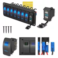 7 Interruptores Botao Painel On/off Led Marinizado Usb Rgv 