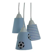 Lustre Pendente Luminária Bebê Bola De Futebol Cor Azul-celeste/branco/preto 110v/220v (bivolt)