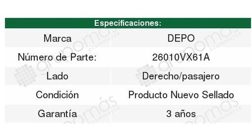 Par De Faros Depo Nissan Urvan 2007 2008 2009 2010 2011 2012 Foto 2