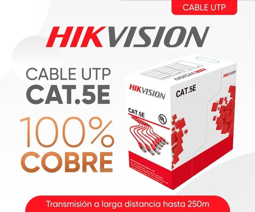 Cable Utp 100% Cobre Cat5e 305m Hikvision Certificado