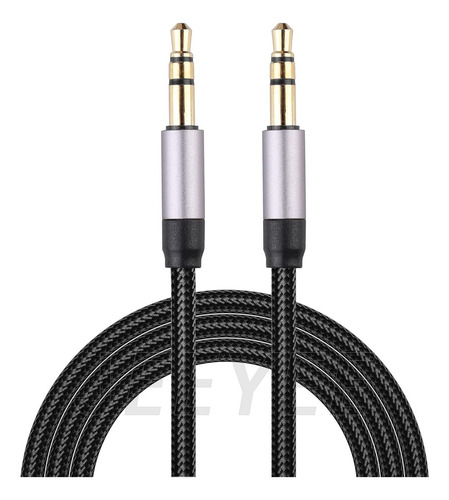 Cable Audio Auxiliar 3.5mm Macho A Macho Alta Fidelidad Chapa Oro 2 Metros Color Negro Jeeyee, Para Todos Los Dispositivos Con Puerto Auxiliar Estándar De 3.5 Mm
