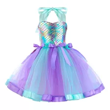 Vestido Tutu De Pequena Sereia Da Princesa Ariel Com Faixa D