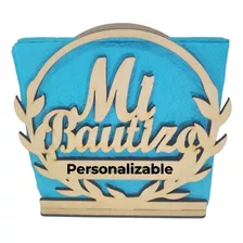 15 Servilleteros Mi Bautizo Mdf 14.5x5x14, Personalizados. 