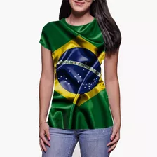 Babylook Feminina 105 Bandeira Do Brasil Azul Verde Amarelo