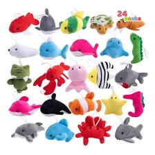 24 Piezas De Juguetes De Peluche De Animales Marinos, 3 PuLG