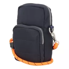 Bolso Mini Casual Mujer Azul 862-13 Correa De Hombro Naranja Claro Diseño De La Tela Liso