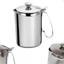 Leiteira Com Tampa Em Aço Inox Luxo 600ml Bule Café Cozinha