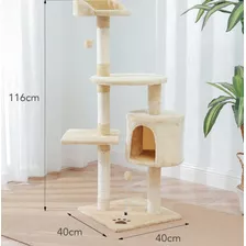 Rascador Torre Para Gatos De 3 Plataformas Con Casita