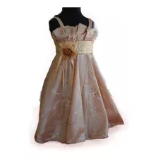 Vestido Nena Fiesta Casamiento Dorado Cintura 56cm 